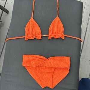 My Brazilian Shop Orange Textured Bikini Set